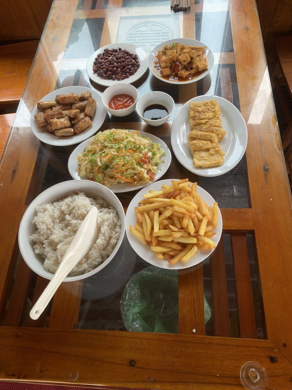 Traditional Vietnamese home dinner